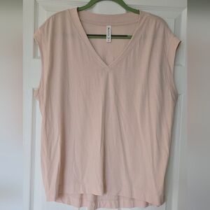 Athleta Soft Pink V-Neck Blouse